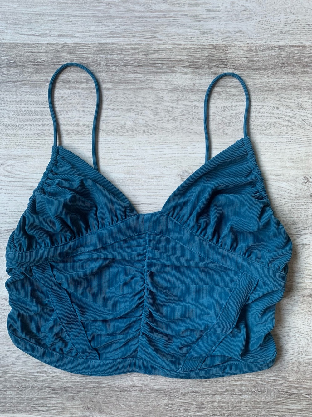 Urban Outfitters UO Angelina Ruched Corset Cami Crop Top in Teal size small